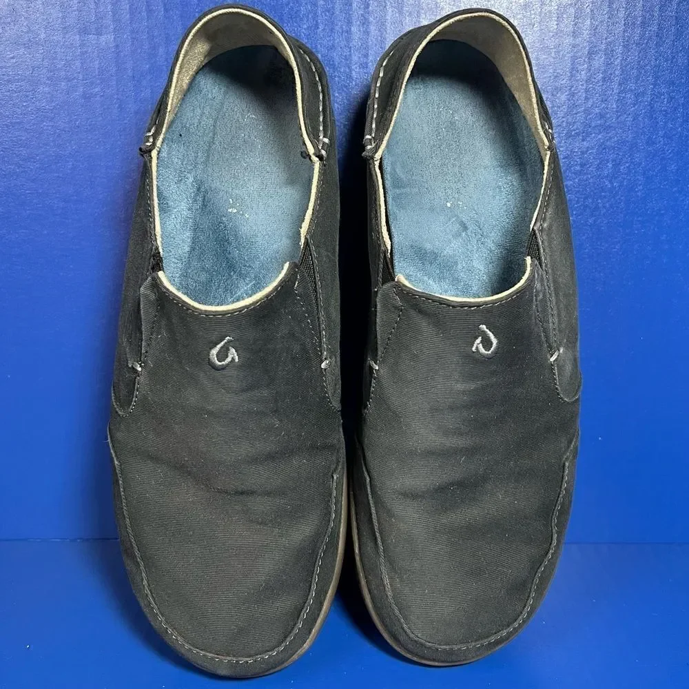 OluKai Mens‎ Nohea Twill Slip On Shoes Black 9 10178-4040